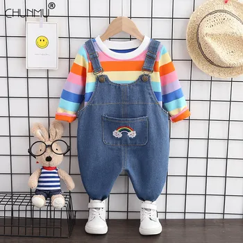 

Spring Autumn Baby Girl Clothes Children Boys Casual Long Sleeve Top Denim Overalls Set Toddler Fashion Clothing Kids Tracksuits