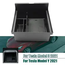 Tesla modeli 3 2021 oto araba aksesuarları araba merkezi kol dayama saklama kutusu siyah otomatik kap eldiven organizatör vaka 2017 2021