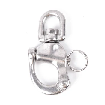 

Accessory Universal Hook Swivel Snap Shackle Hardware 70mm Silver 316 Stainless Steel Bail Yacht