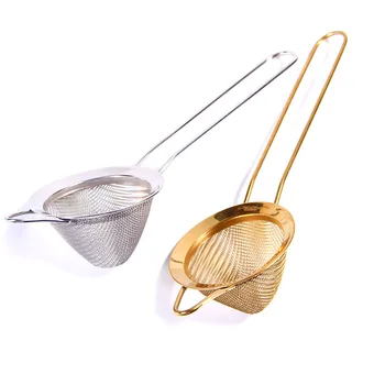 

Long handle diameter 8 cm Stainless Steel Professional Bar Tool Conical Mesh Strainer for Sifting, Washing, and Strainin
