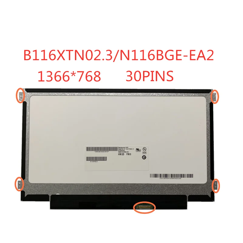 Painel de Tela Lcd Slim 116 Polegadas 30pi Edp B116xtn02.3 Nt116whm-n23 N116bge-eb2 N116bge-ea2 M116nwr1 r7 1366×768
