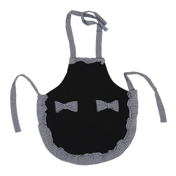 

Womens Ladies Fancy Maid Set Apron with Bowknots Pockets