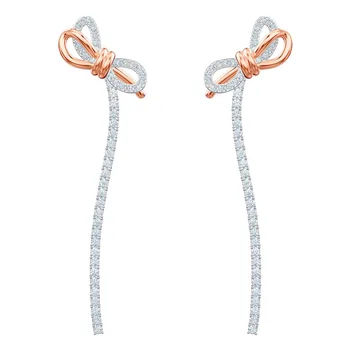 

MINA BEAR 2019 novelty high quality lifetime bow pierced earrings exquisite romantic crystal bow gorgeous charm to send girlfrie