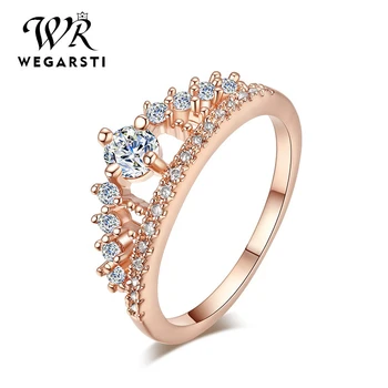 

WERERSTI New Fashion Rose Gold Rown Zircon 925 Sterling Silver Jewelry Rose Gold Women's Wedding Jewelry Ring Drop Shipping Gift