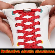 Reflective No Tie Shoe laces Sneakers Shoelaces Elastic Laces without ties Kids Adult Quick Shoe lace One size fits all Shoes