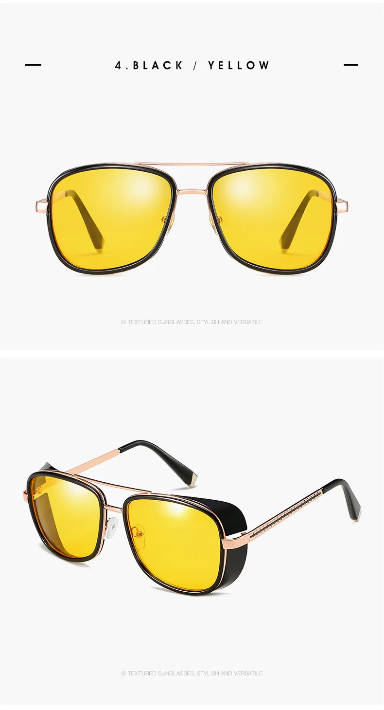 Tony Stark, солнцезащитные очки для мужчин, фирменный дизайн, железный человек, очки, Ретро стиль, панк, солнцезащитные очки для мужчин/wo, Овальные Солнцезащитные очки, UV400 Occhiali - Цвет линз: Q8