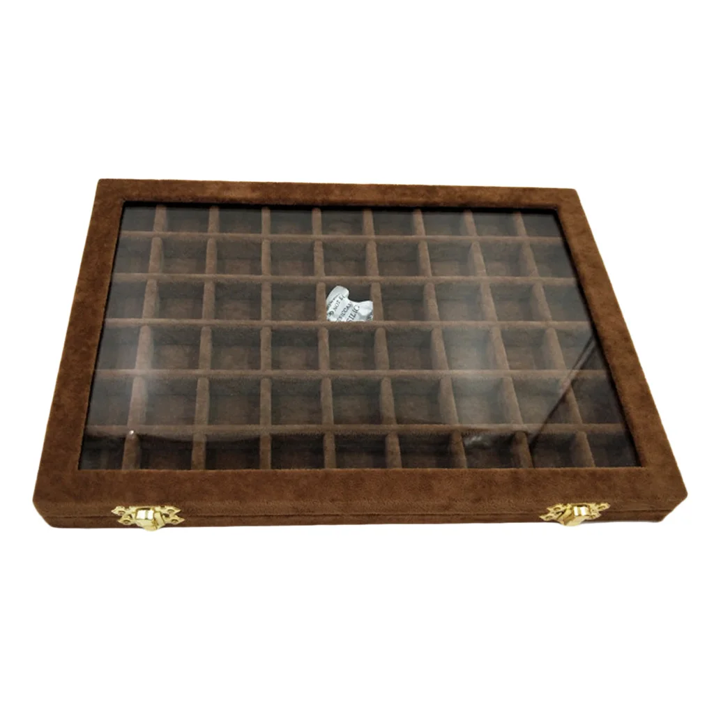 Nechlace Display Case Ring Storage Box with Removable Partition and Glass Lid Nechlace Display Case Ring Storage Box with Removable Partition and Glass Lid