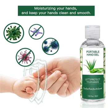 

Portable Hand gel No-wash 90ml Disposable anitizer Anti-bacteria Moisturizing Hand Sanitizer Soothing Aloe Disinfectant#0414