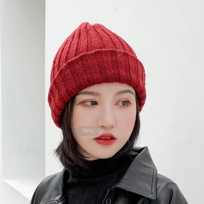 Женская однотонная Повседневная теплая вязаная шапка Skullies Beanies шапки бини женский корейский стиль Элегантный Красивая осенне-зимняя модная шапка