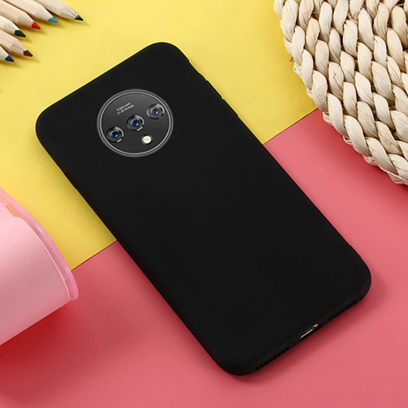a Сплошной цвет мягкий силиконовый чехол для телефона для Oneplus 7T Роскошный чехол для One Plus 7T Pro Бампер - Цвет: a