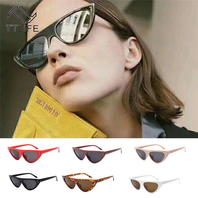 

TTLIFE Retro Cat Eye Sunglasses Women Triangle Eyeglasses Vintage Cateye Sun Glasses Female UV400 Small Designer Shade Sunglass