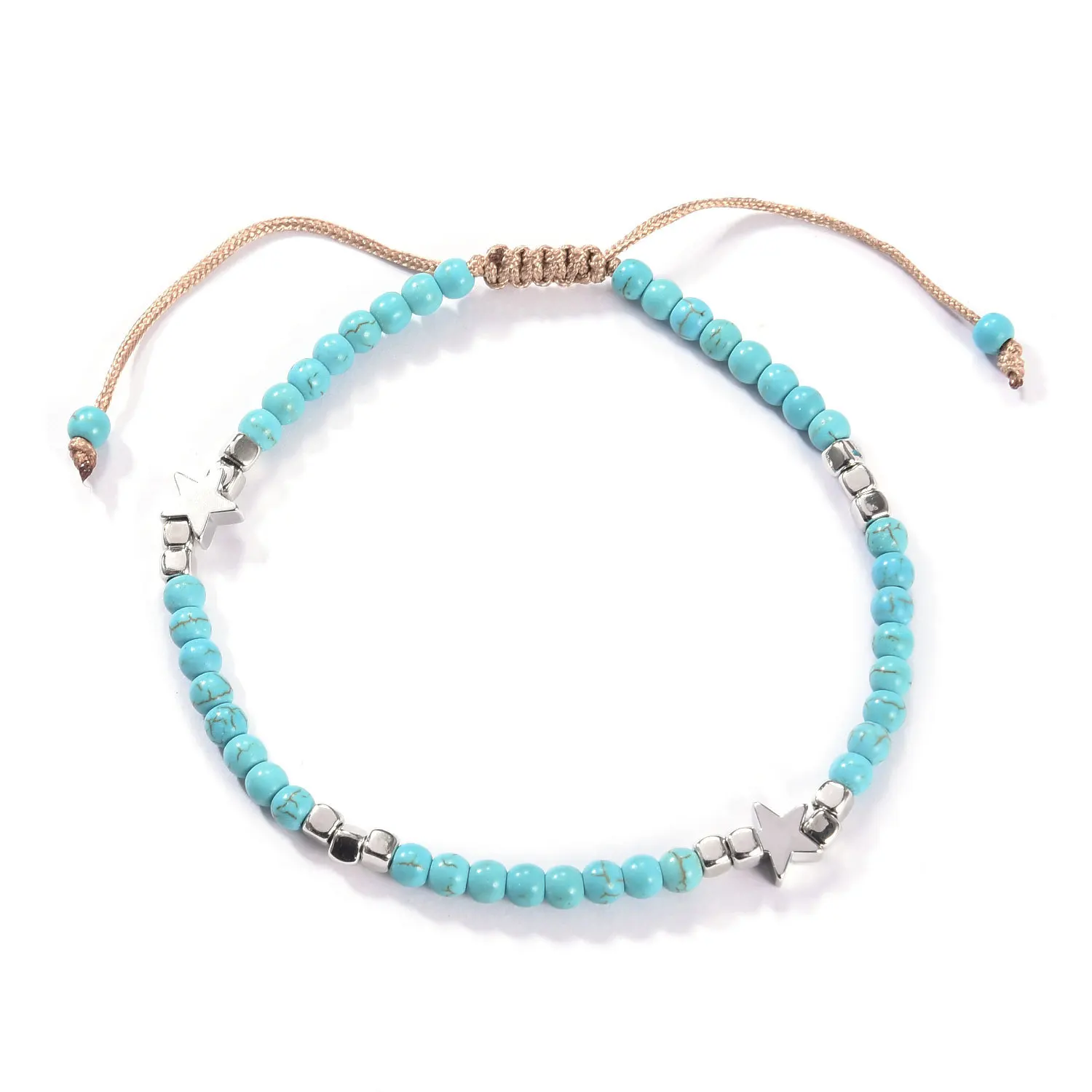 

Europe And America Accessories Turquoise Alloy Five-pointed Star Beach Foot Ornaments Women's Hand-woven Star Adjustable Anklet