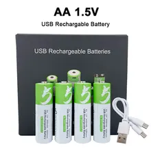 4 stücke 1,5 V AA 2600mWh USB AA wiederaufladbare li-ion batterie für fernbedienung maus kleine fan Elektrische spielzeug batterie + kabel