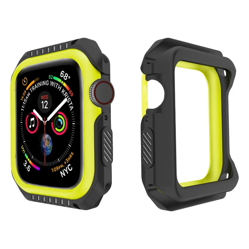 Силиконовый+ PC жесткий защитный чехол для Apple Watch 4 5 40 мм 44 мм рамка полный защитный бампер чехол для iWatch 3 2 1 38 мм 42 мм