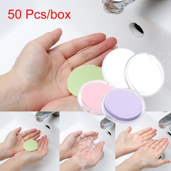 

50PCS Disposable Soap Paper Travel Portable Hand Bathroom Washing Box Scented Slice Sheets Mini Soap Paper Outdoors Clean Tools