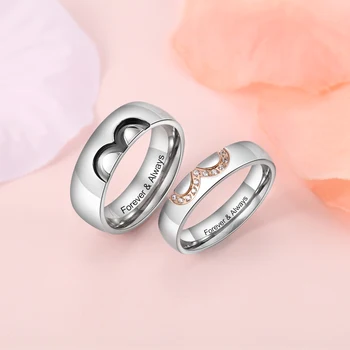 

Personalized Stainless Steel Engraved Promise Ring Couples Wedding Engagement Bands Set Anniversary Jewelry