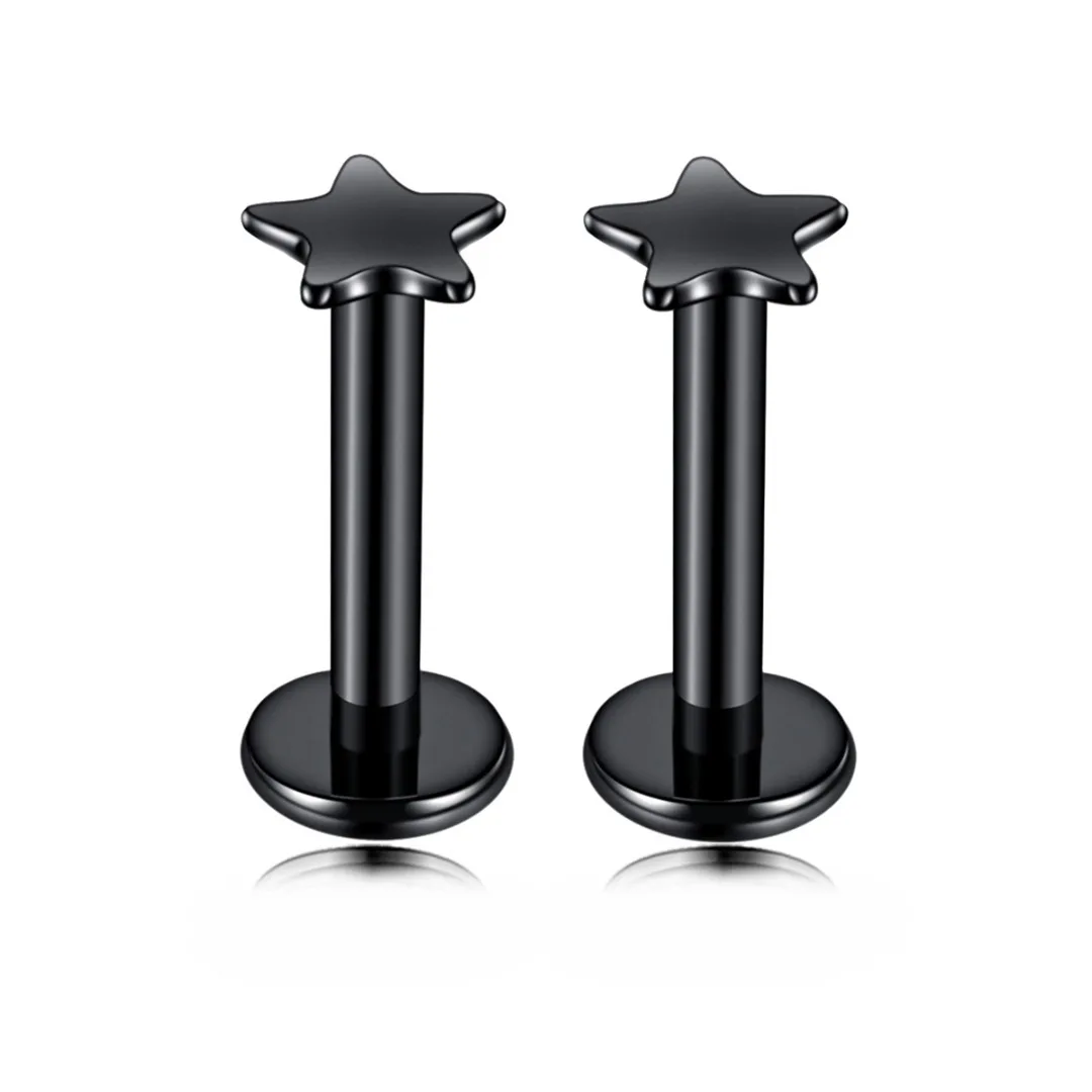 Zircon Crystal Labret Lip Piercing Jewelry For Women Men Punk Sexy Star Heart Stainless Steel Piercing Ear Cartilage Tragus