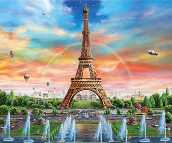 

JMINE Div 5D Paris City Garden Eiffel Tower Full Diamond Painting cross stitch kits art Scenic 3D paint by diamonds
