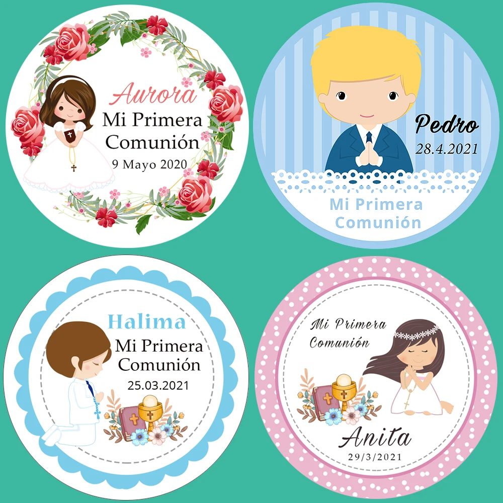 96 Pieces 2.5-7cm Custom Personalized Stickers Boy Girl First Communion Holy Favor Labels Baby Shower | Дом и сад