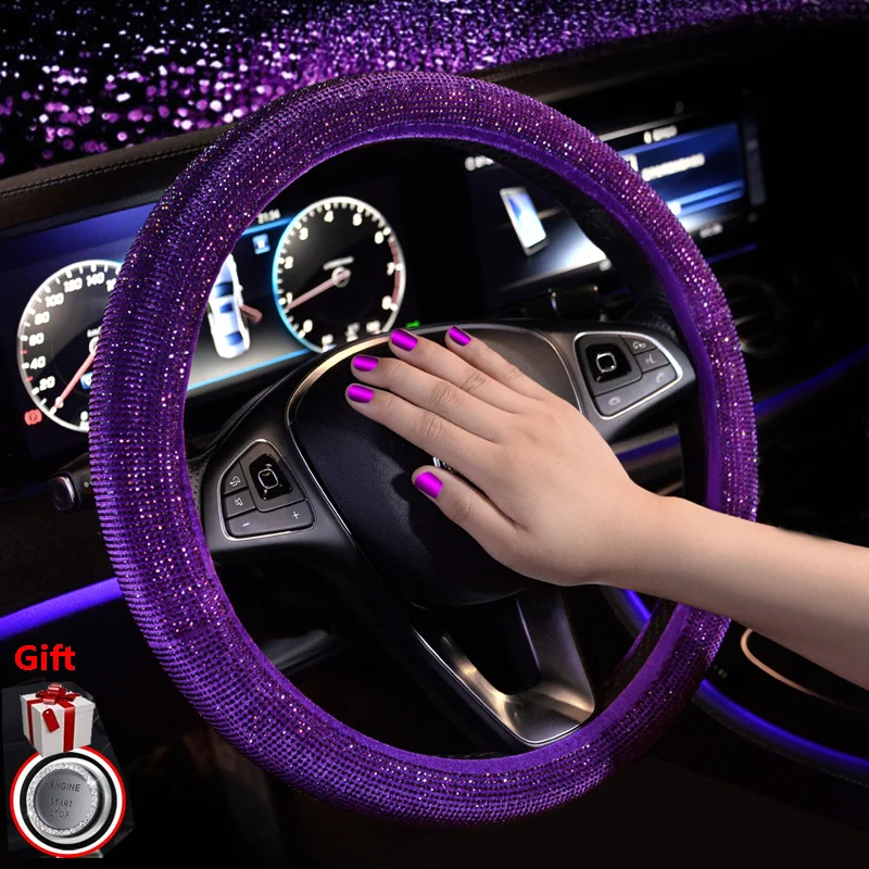 Pink Crystal Flowers Bling Car Accessories Interior Decoration for Girls Women