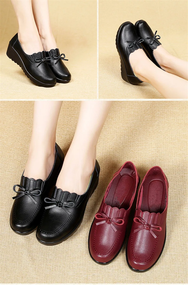 YAERNI autumn new fashion lace-up women high heels shoes woman wedge leather single casual shoes comfortable women pumps 35-41