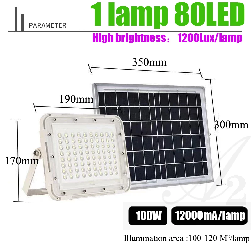 Суперъяркая Солнечная лампа A2 прожектор с большим аккумулятором 40 Вт 15000 мА