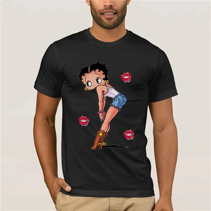 Camiseta vogue футболка Женская Сексуальная Betty Boop аниме принт белый хлопок короткий