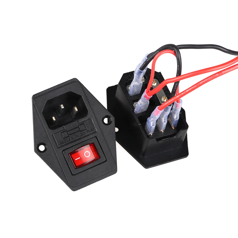10A 250VAC 3 Pin IEC320 C14 Входной разъем питания с красной лампой кулисный переключатель