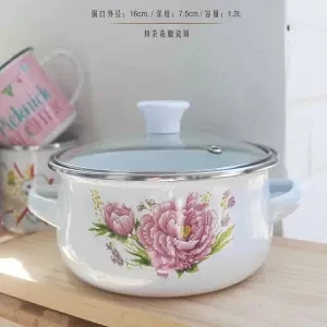 Soup Pot Enamel Pot Small Hot Pot Fresh Bowl Instant Noodle Bowl Storage Box Universal Ceramic Cooking Pot Hotpot Stock Pots - Цвет: 16cm 1.3L
