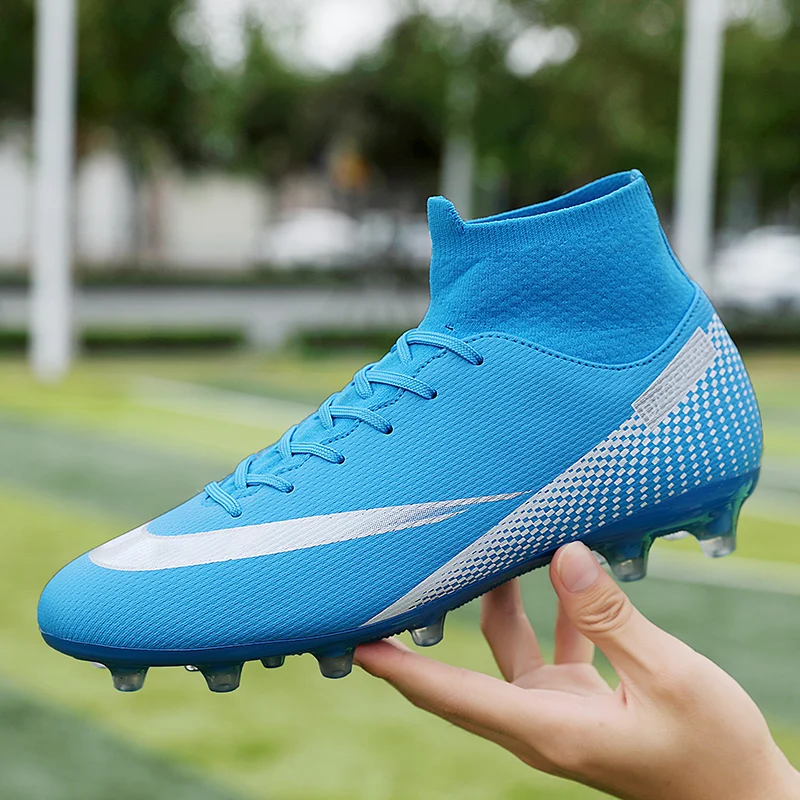 Men Soccer Shoes AG/TF High Ankle Football Boots Non-Slip Ultralight Kids Cleats Couple Plus Size32-47
