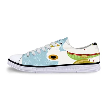 

The New Year Theme Oriental Culture Mascot Lucky Cat Unisex Canvas Shoes For Men Classic Flats Canvas Shoes Teen Boys Studnets