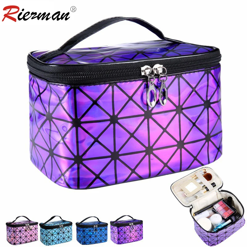 

RIEZMAN High Quality Women Cosmetic Bag Travel Make Up Bag Cosmetic Organizer Bag Lady MakeUp Case Pouch Toiletry Kit Bags