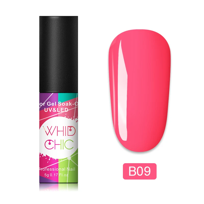 WHID CHIC 1 бутылка 5 мл Блестящий цветной Гель-лак для ногтей Блестящие Блестки долговечный впитывающий УФ-гель для ногтей для самостоятельного дизайна ногтей - Цвет: B09