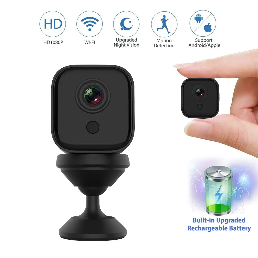 

WiFi IP Camera Mini Camera 1080P Wireless Upgraded IR Night Vision, Portable Nanny Cam with Motion Detection for Indoor/Outdoor