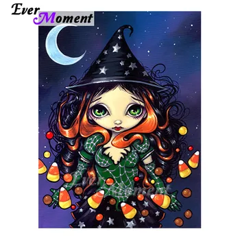 

Ever Moment Diamond Painting Cross Stitch Wall Decor Halloween Best Gift Cartoon Witch Handmade Craft Paint By Diamonds 5L629