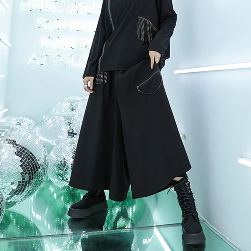 

Johnature Fashion Casual Plus Size Loose Wide Leg Pants For Women 2019 Autumn New Fashion High Waist Ankle-length Pants