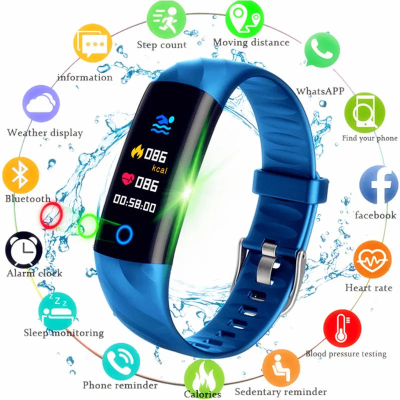 

Smart IP68 Heart Rate Blood Oxygen Monitor Fitness Tracker Smart Wristband Multi Sport Smart Band BraceletWaterproof Pedometer