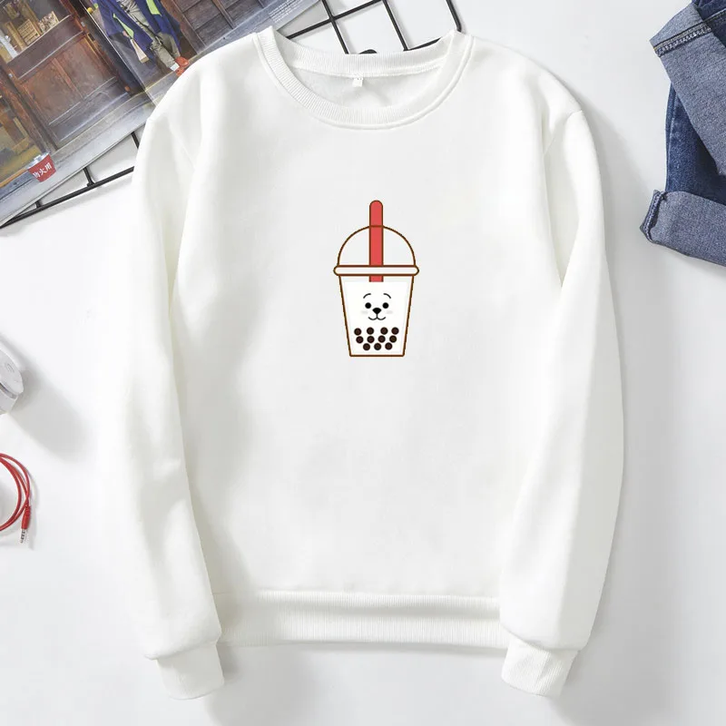 Корейский стиль мультяшный молочный чай Свитшот Yoongi Harajuku kpop tumblr для мужчин и