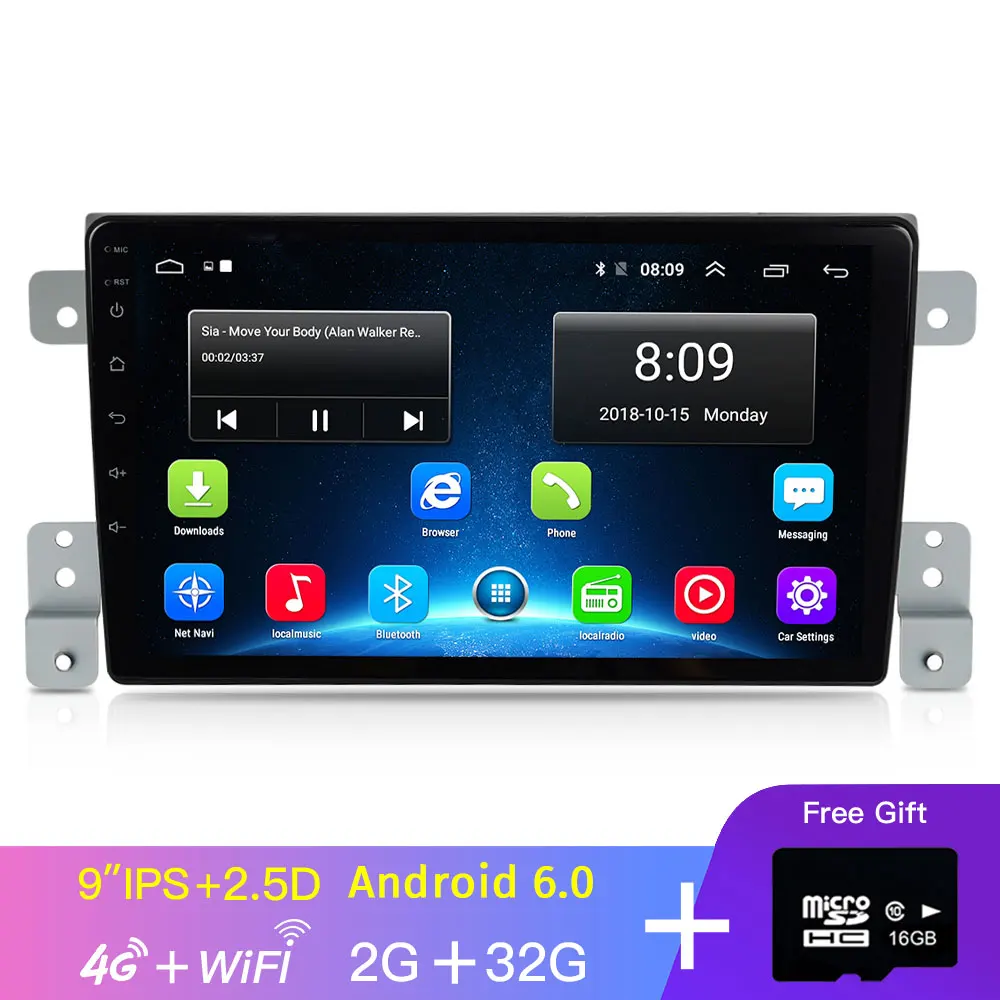 2G 32G with 4G EKIY " 2.5D ips Android 8,1 Автомагнитола для SUZUKI GRAND VITARA 2005- Радио Аудио Автомобильный gps мультимедийный плеер 2DIN dvd-плеер - Цвет: 2G 32G with 4G