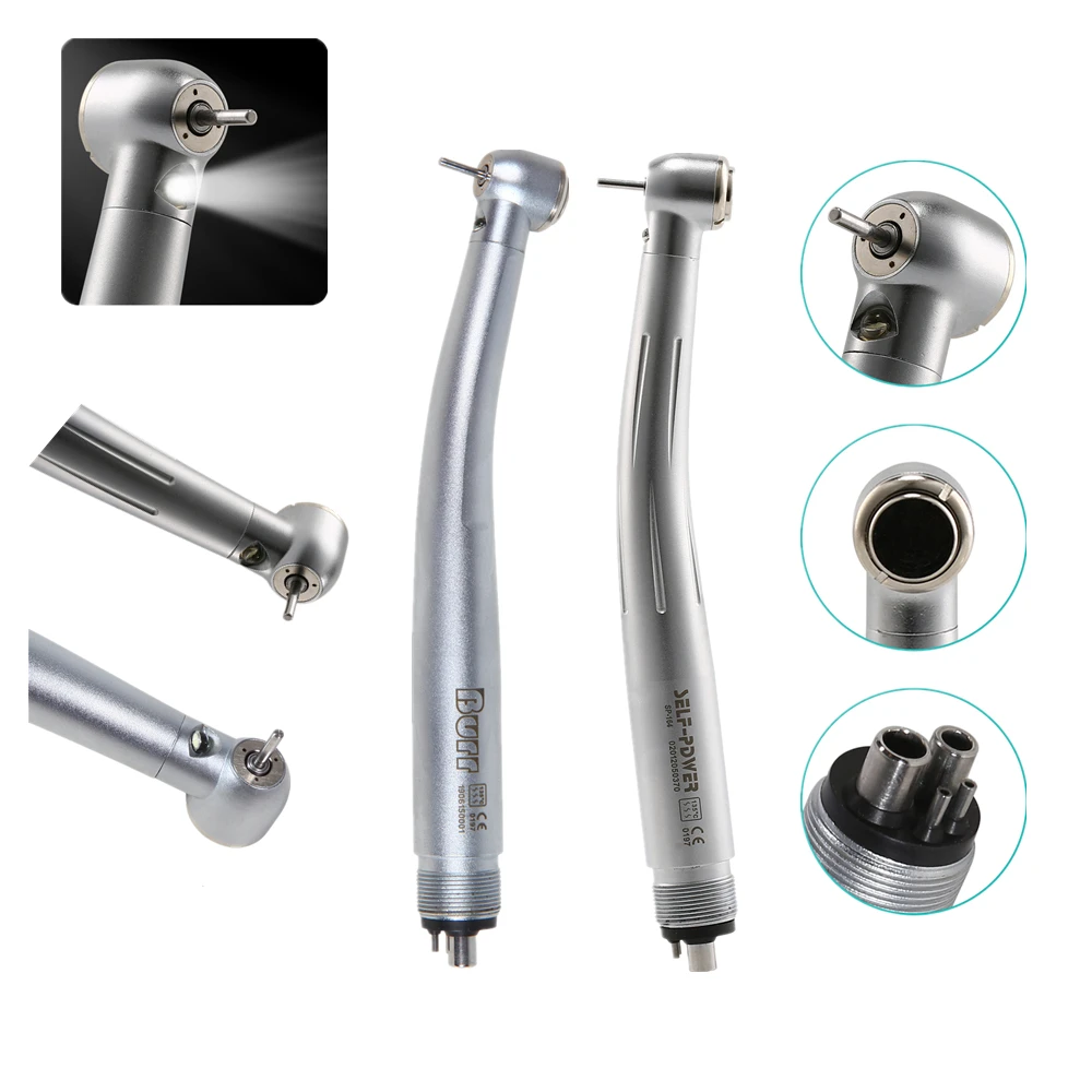 

Hot Sale! LED E-generator 4 Hole Triple Water Spray Large Head Push Button Dental Turbine High Speed Handpiece Free Shipping