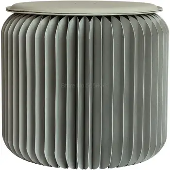 

9998 Folding Stool Grey Space Art Design Small Round Stool Fashion Creative Household Contracted Tea Table