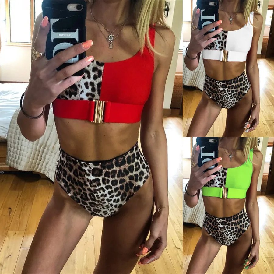 

Sexy Leopard Bikini Set 2019 Mujer New High Waist Swimwear Women Swimsuit Biquini Push Up Bathing Suits Monokini Beach Wear Swim