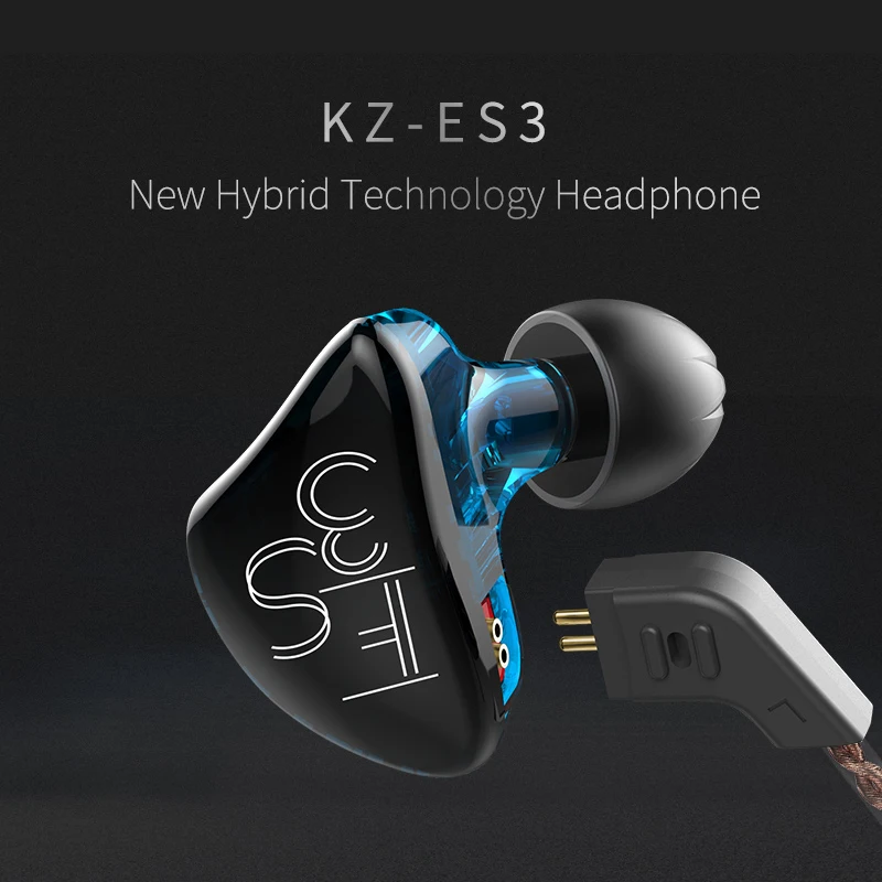 KZ ES3 1BA+ 1DD наушники-вкладыши Динамический драйвер Hifi Спорт шумоподавление Гарнитура замена кабеля KZ ES4 ZS3 ZST ZS6 AS10 ZSN