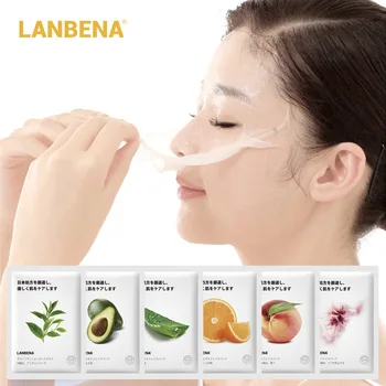 

6 Fruits Facial Mask Peach Green tea Avocado Sakura Aloe Mask Plant Extract Fresh Skin Care Whitening Moisturizing Mask Sheet
