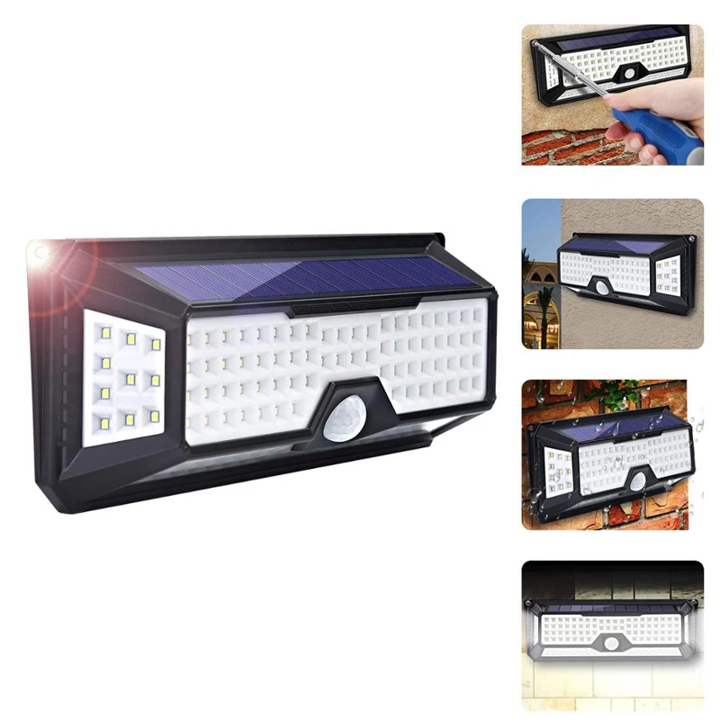 

136 LED Solar Light PIR Motion Sensor Home Garden Garage Yard Gate Security Light 950LM Waterproof