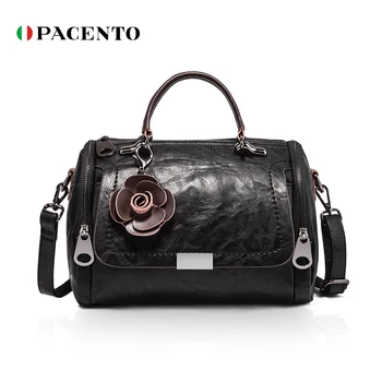 

PACENTO Women Shoulder Bag with Flower Pendant Ladies Totes Party Purse Boston Handbag Casual Female Messenger Crossbody Bags