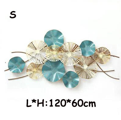 Роскошный современный изготовленный из кованого железа 3D стерео металлический Лотос листовая роспись ремесло украшение стены диван фон настенное украшение узор - Цвет: A--S
