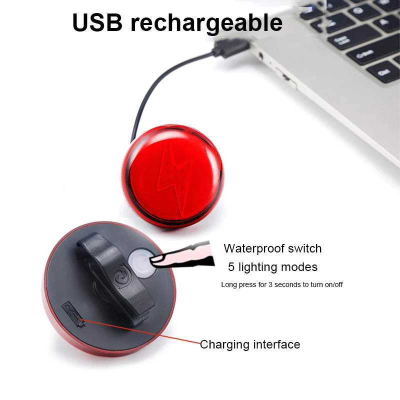 Велосипедный задний фонарь USB Перезаряжаемый для MTB Задняя деталь велосипеда задний свет водонепроницаемый для ночного катания, бега безопасности сигнальная лампа H002