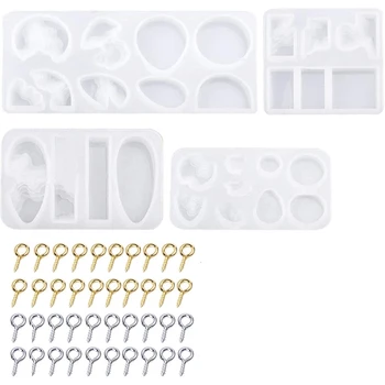 

Island Resin Silicone Molds, 4PCS Ocean Style Silicone Molds, Jewelry Epoxy Resin Molds with 100Pcs Screw Eye Pins for Pendant,