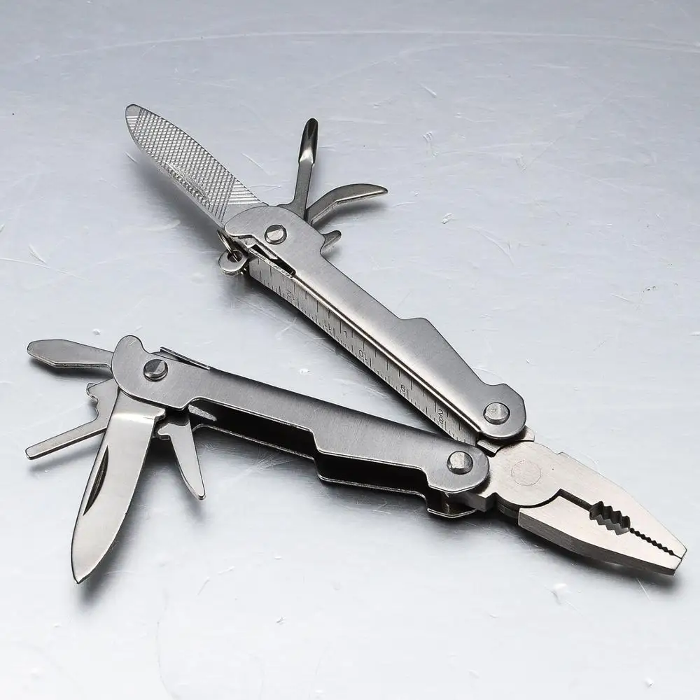 Portable Multifunction Folding Plier Stainless Steel Knife Keychain